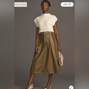 Anthropologie Olive A-Line Skirt